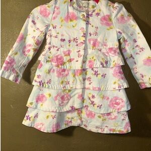 Richie House Girls' Floral Tiered Coat Jacket - Pink & White Sz 4/5